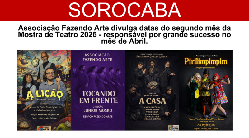 Fazendo Arte Divulga Datas do Segundo Mês da Mostra de Teatro 2026