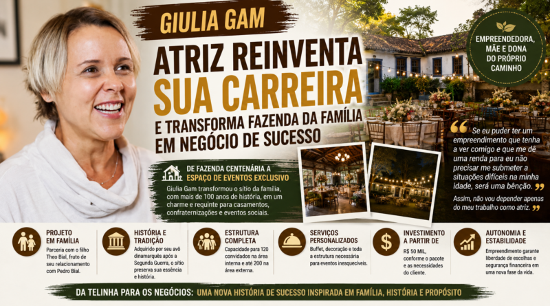 Giulia Gam reinventa a carreira e aposta em espaço para eventos aos 59 anos