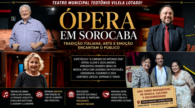 Ópera italiana emociona público no Teatro Municipal de Sorocaba