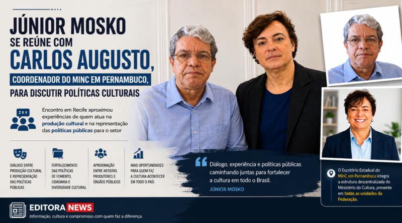 Júnior Mosko se reúne com Carlos Augusto, coordenador do MinC em Pernambuco, para discutir políticas culturais